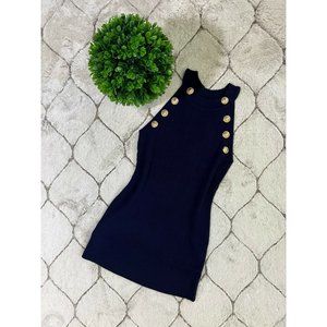 DAIMARAN Barcelona Women's Tank Top Slim Fit Navy Blue Sleeveless With Buttons S